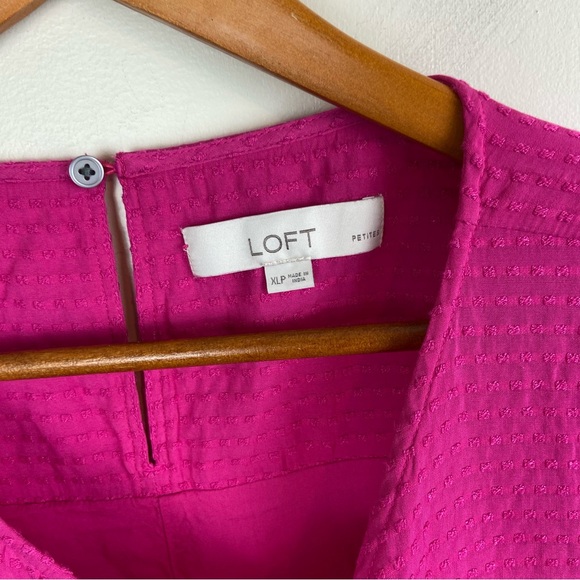 LOFT Bright‎ Colorful Pink Artsy Tiered Flutter Sleeve Babydoll Dress XL Petite - Picture 11 of 11